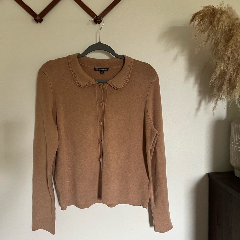Tan Button-Up Sweater Cardigan